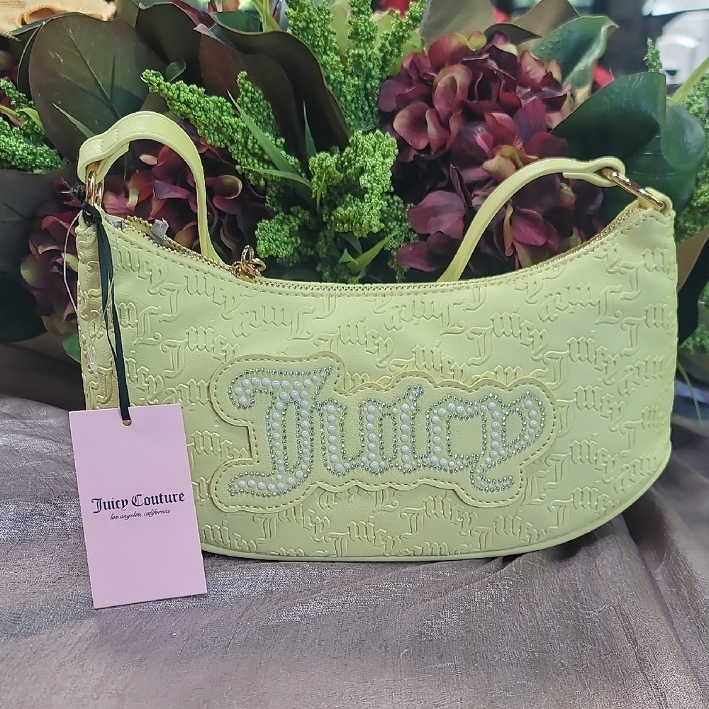 Juicy Couture Yellow Shoulder Bag with Gothic Embroidery